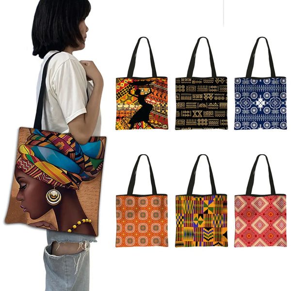 Afro Tribal Ethic Print Shopping Bag