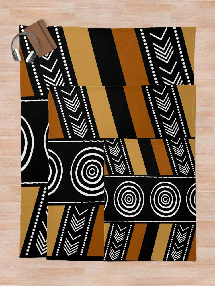 African Mud Artwork Throw Blanket