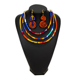 New African Rope Necklace Print Wax Ankara Fabric Set