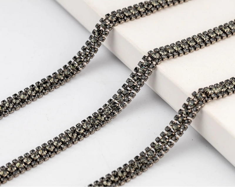 3 Rows Rhinestone Cup Chain