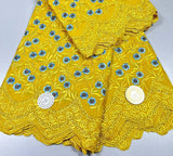 African Nigerian Stones Embroidery Cotton Swiss Voile Lace Fabric