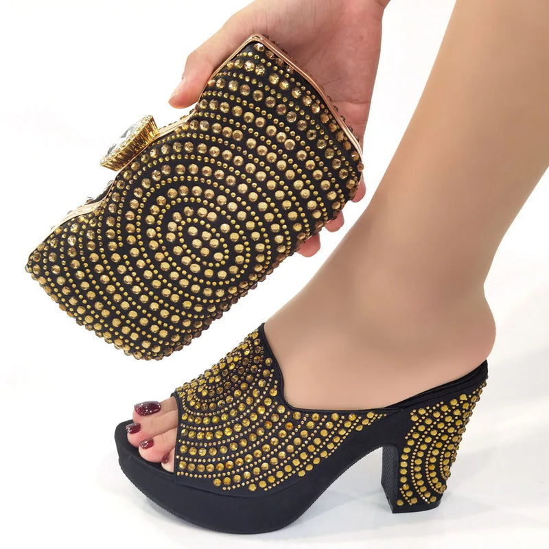 Italian Style Women Banquet Shoes And Bag