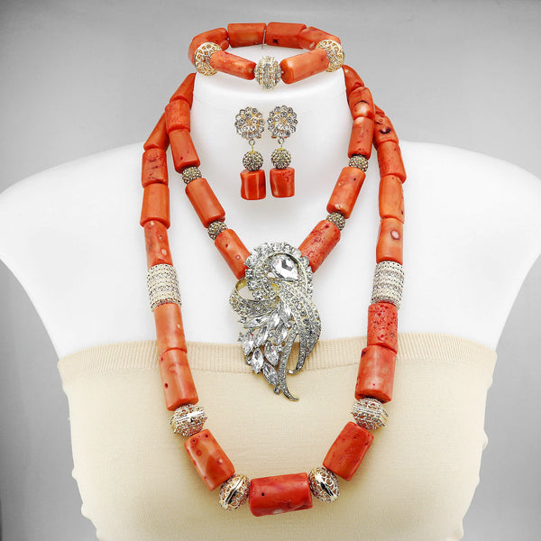 New Real Coral Coral Beads Jewelry Set