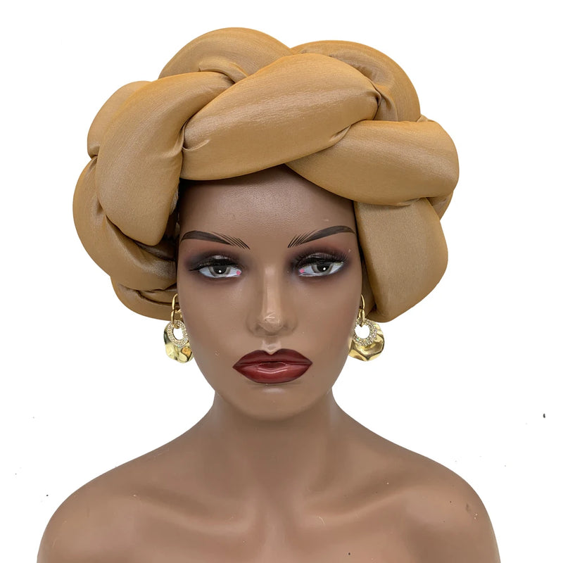 New Big Braid Head Band African Raw Silk Turban Cap