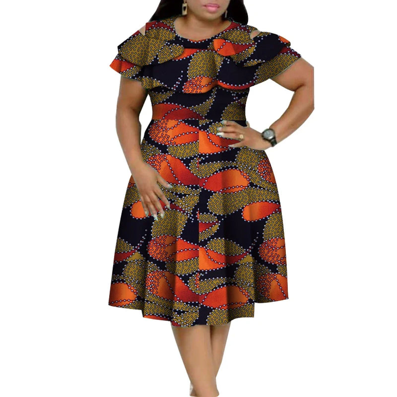 New Bazin Riche African Ruffles Collar Dresses