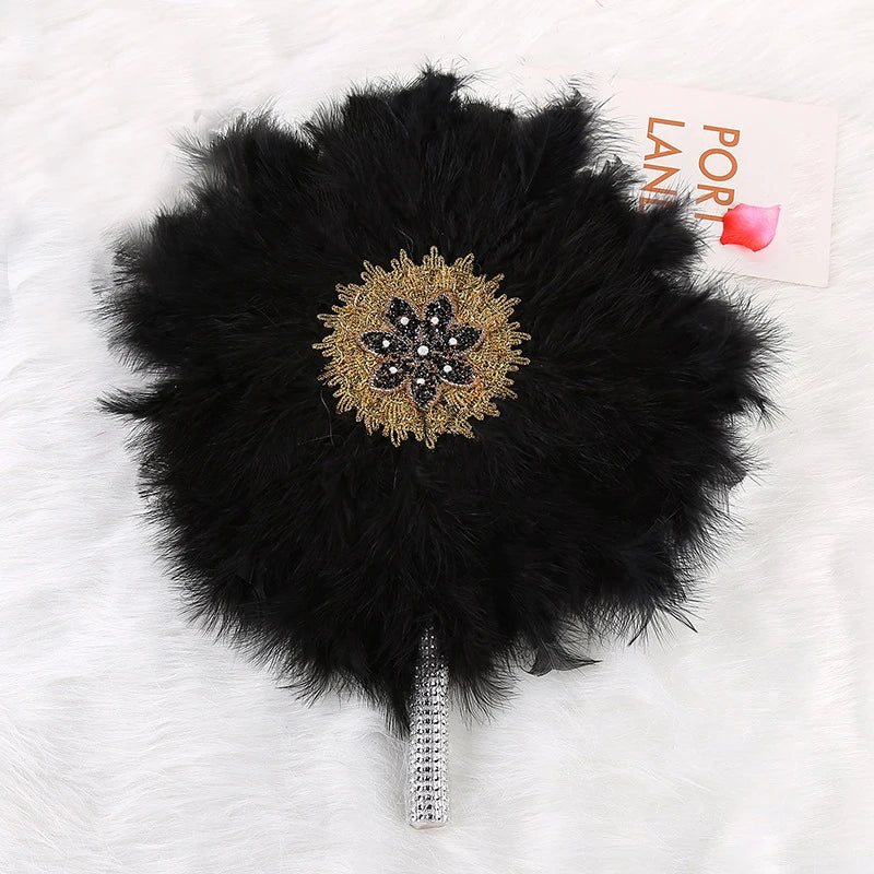 1PC Turkey Feather Hand Fan