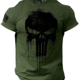 3D Print Military Patriotic Skull Dropped T Shirt