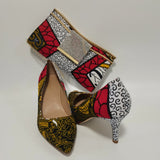 African Women Block Shoes With Match Bag