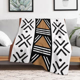 African Tribal Bogolan Pattern Throw Blanket