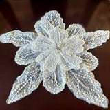 White Multi-layer Lace Sequin Studded 3D Flower