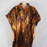 African American mother hot gold jacquard fabric loose dress