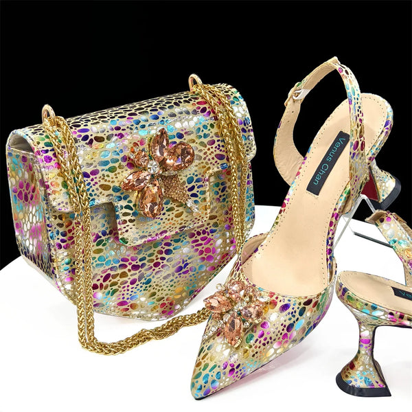 New Arrival African Wedding Shoes and Bag Set