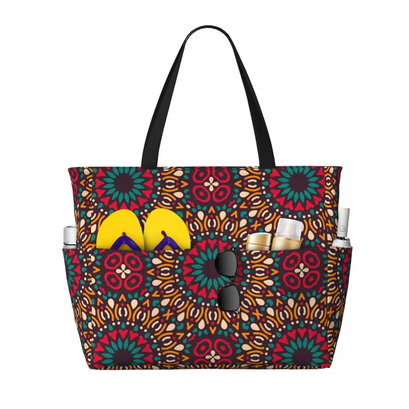 Women Big Capacity African Patterns Beach Gym Travel Bags