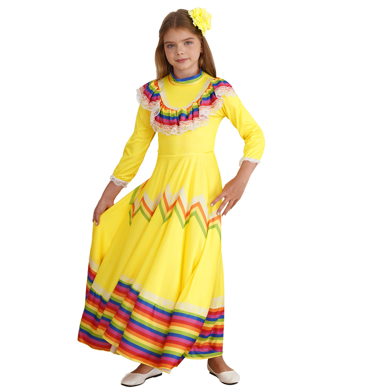 Kids Mexican Style Costume Traditional Jalisco Dresses