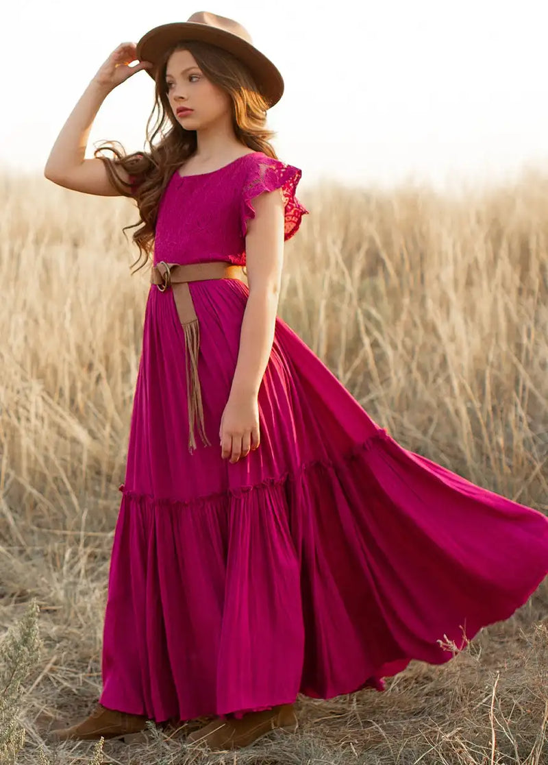 Girls Lace Bohemia Long Dresses