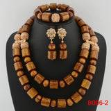 Nigeria Wedding Jewelry Set Imitation Coral Beads Golden Pendant Necklace for Women Resin Material African Bride Accessorise