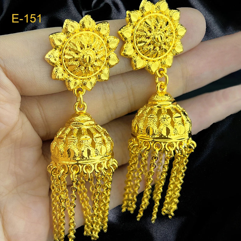 African 24k Gold Color Tassel Drop Earring