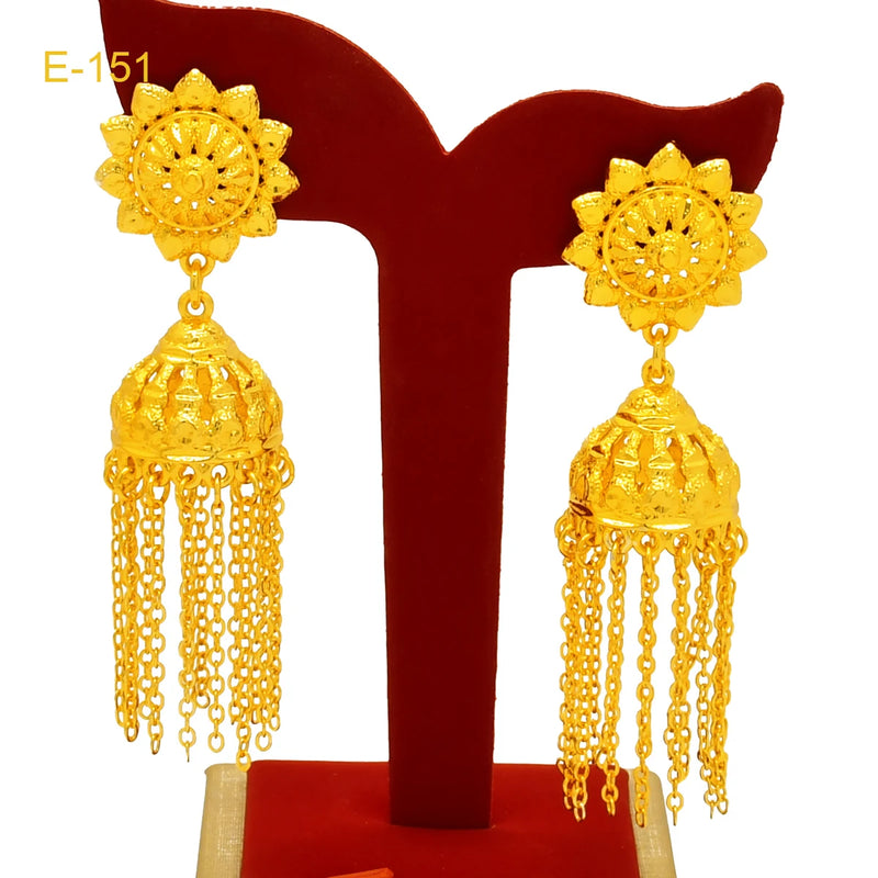 African 24k Gold Color Tassel Drop Earring