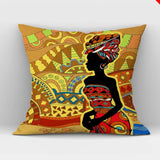 African Women Print Cushion Cover Ethnic Style Decorative Pillowcase, Throw Pillow Cover for Home Sofa Decor