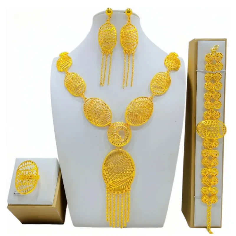 High Quality 24k Gold Plated Dubai Jewelry Set