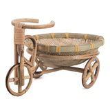 Mini Tricycle Rattan Woven Fruit Basket Bamboo Handmade Wicker Storage Basket