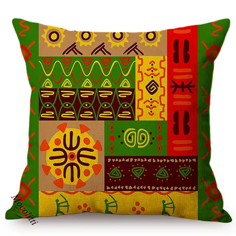 Modern Abstract Cartoon African Exotic Pattern Living Room Decoration Throw Pillow Case Cotton Linen Sofa Cushion Cover