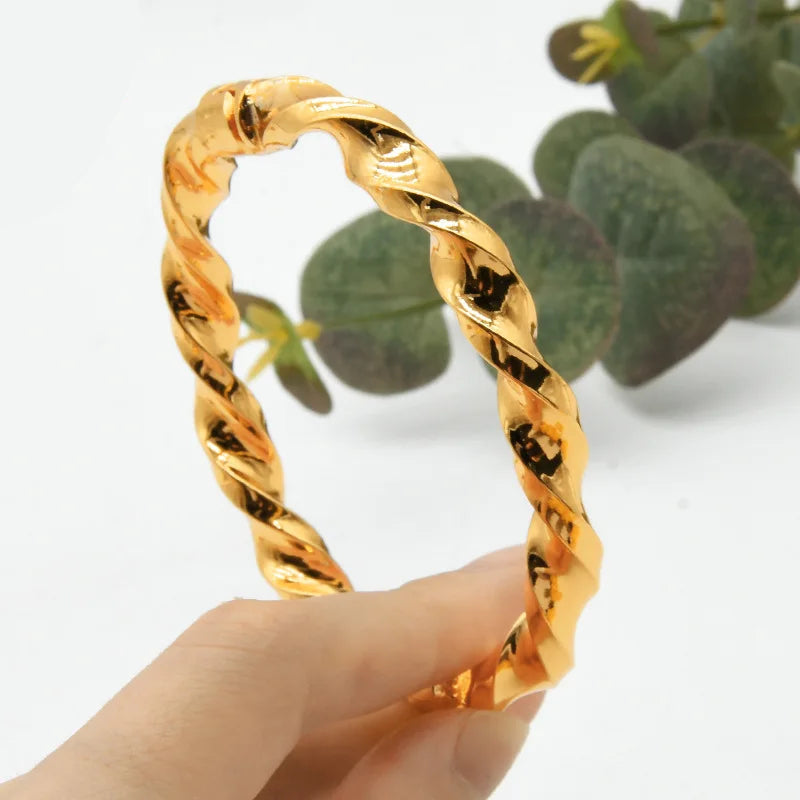 New Dubai sand gold twisted brass bracelet