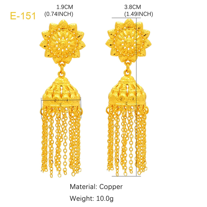 African 24k Gold Color Tassel Drop Earring