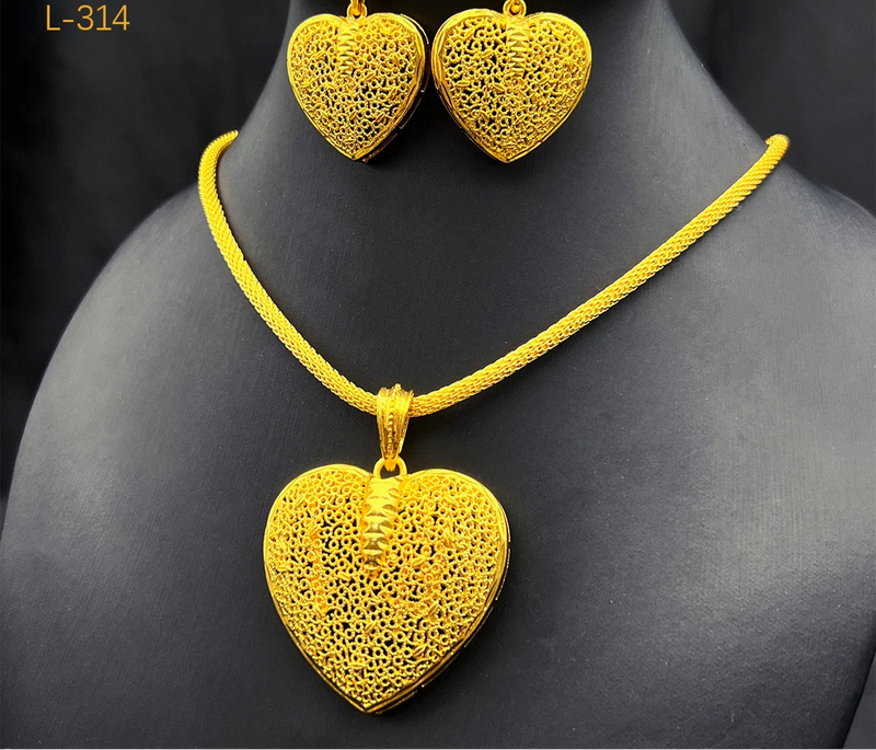 Dubai African Heart Necklace Earrings Set