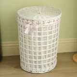 Bamboo Woven Hollow Out Dirty Clothes Basket Rural Wind Clothes Storage Basket Toilet with Cover Organizer Basket