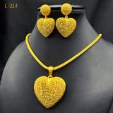 Dubai African Heart Necklace Earrings Set