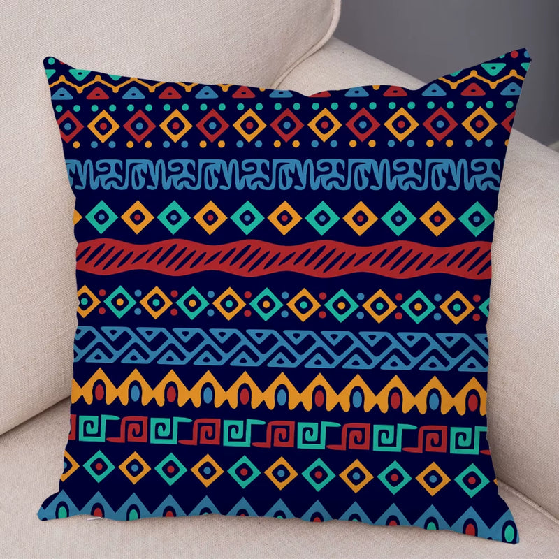 Retro National Style Geometric Lines Deer Printing Pattern Decorative Pillow Sleeve Sleeve Bed Car Rocking Chair Pillow Sleeve