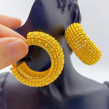 Luxury Dubai Gold Plated Bracelet Ring Earrings 3pcs Jewelry Sets