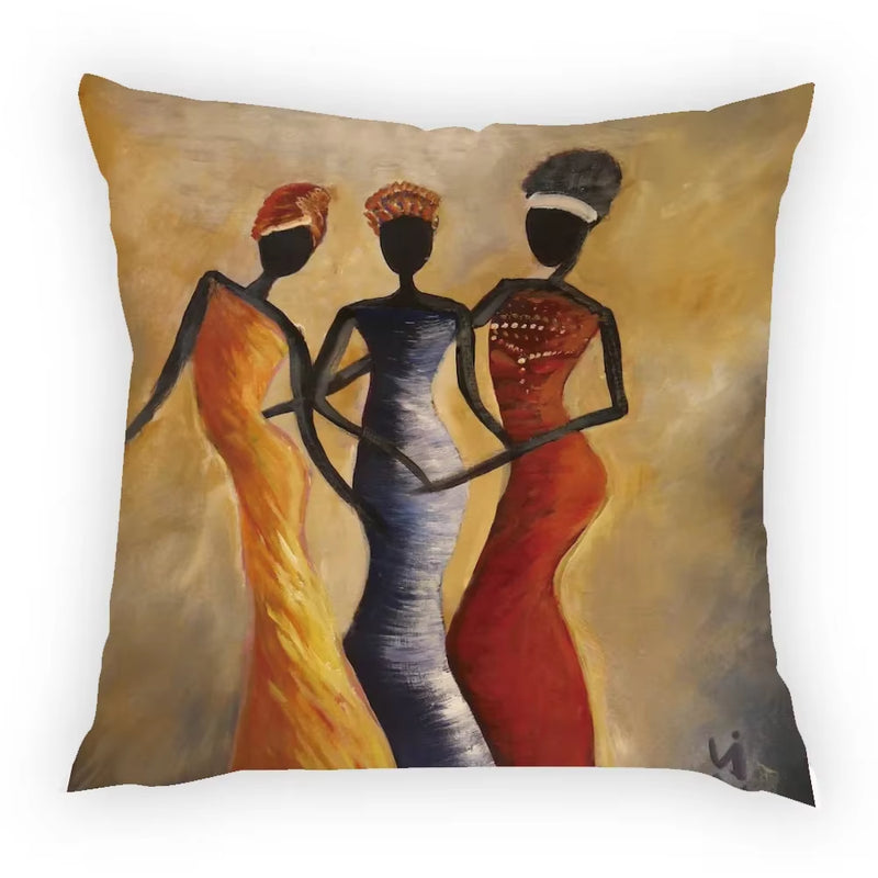 Colourful Dancing African Girl Luxury Throw Pillow Case Cushion Cover Home Living Room Decorative Pillows for Sofa Bed Car 45*45