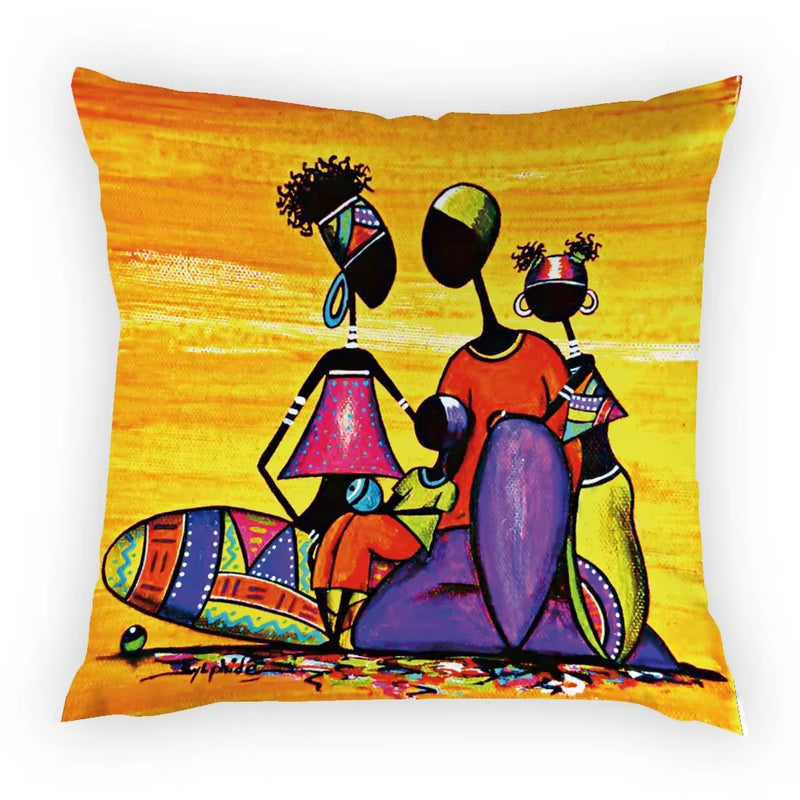 Colourful Dancing African Girl Luxury Throw Pillow Case Cushion Cover Home Living Room Decorative Pillows for Sofa Bed Car 45*45