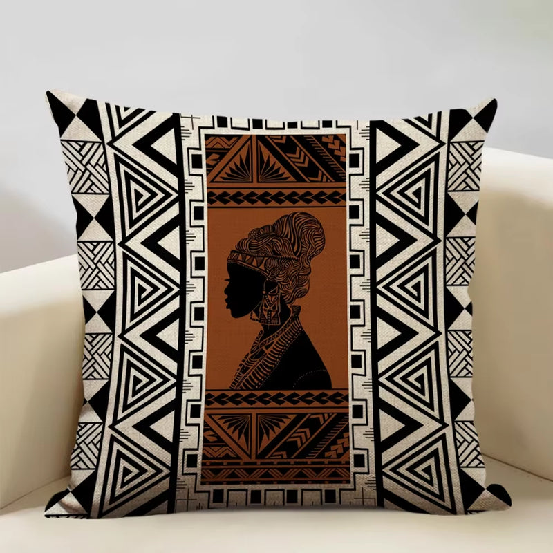 Geometric Cushion Cover Sofa Decorative Pillow Cover Home Living Room Ethnic Art Accessories 45X45Cm Linen Printing