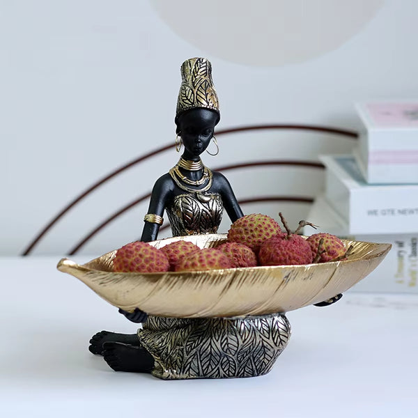 Creative Resin Exotic Black Women Storage Statues African Characters Home Desktop Decoration Keys Candy Storage Crafts