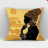 African Women Print Cushion Cover Ethnic Style Decorative Pillowcase, Throw Pillow Cover for Home Sofa Decor