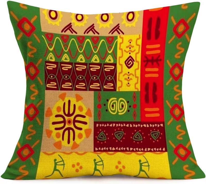 Tribal Ethnic Pattern Decoration Cushion Cover Retro Furnishings Sofa Decoration Pillow Cover Linen Square