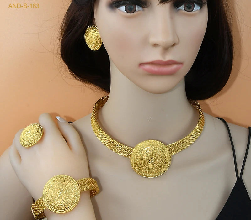 Womens Ethiopian Gold Color Jewelry Set