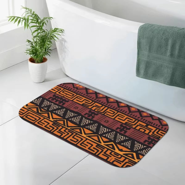 African Mud Cloth Tribal Print Diatomaceous Mat Non-Slip Volume Super Absorbent Fast Drying for Bathroom Kitchen Door Mat