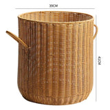 Imitation Rattan Laundry Basket round with Cover Bathroom Organizer Basket Versatile Practical Clothes Baskets Storage Solution