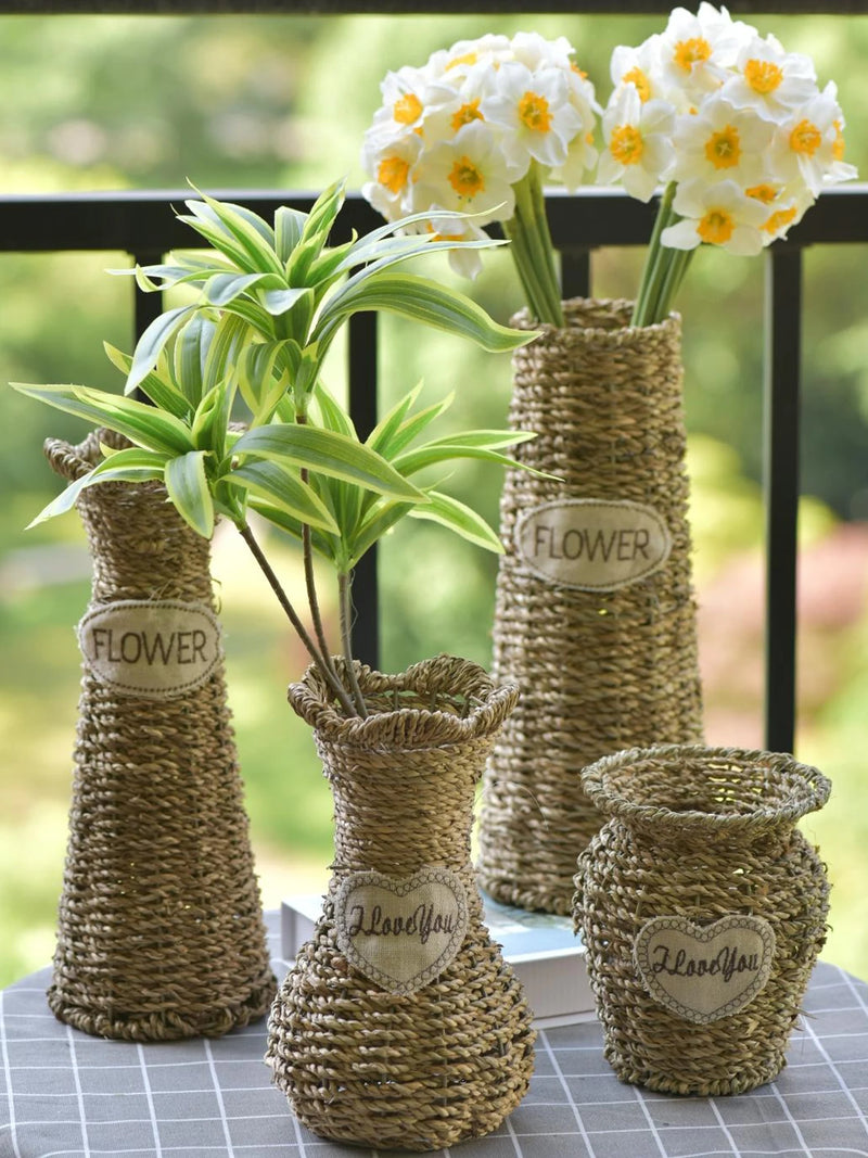 Flower Vase Decoration Home Weave Flower Pot Flower Basket Rattan Vases for Flowers