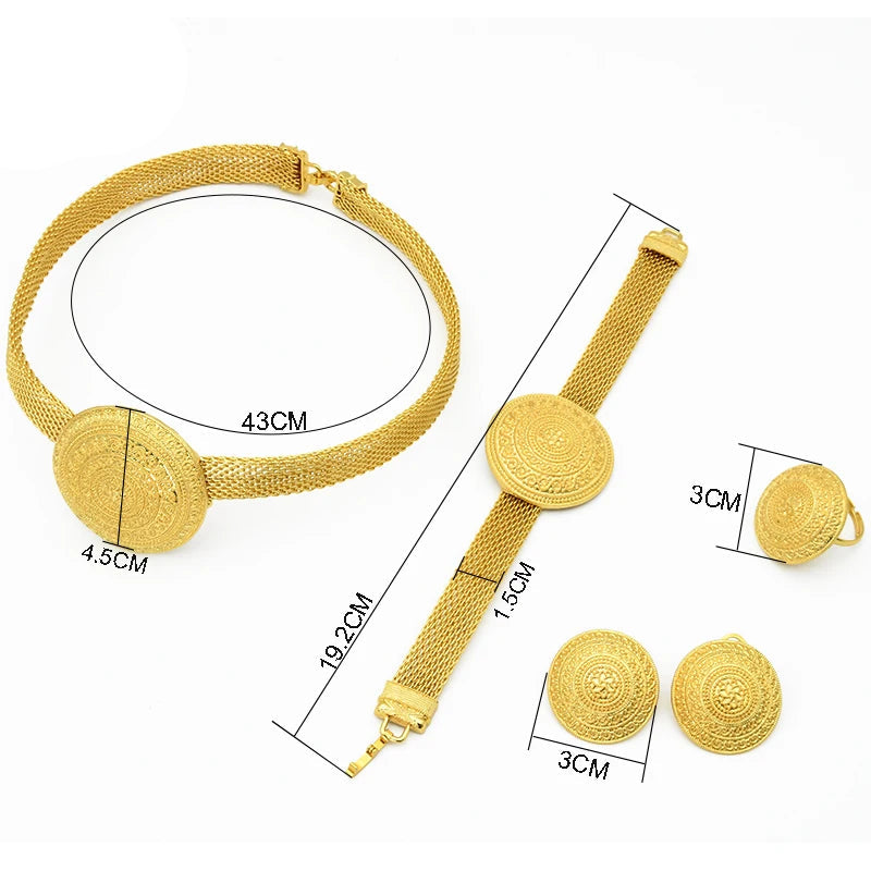 Womens Ethiopian Gold Color Jewelry Set