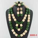 Nigeria Wedding Jewelry Set Imitation Coral Beads Golden Pendant Necklace for Women Resin Material African Bride Accessorise