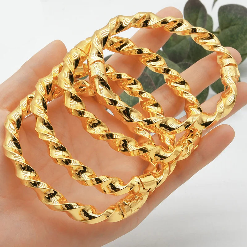 New Dubai sand gold twisted brass bracelet