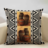 Geometric Cushion Cover Sofa Decorative Pillow Cover Home Living Room Ethnic Art Accessories 45X45Cm Linen Printing