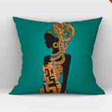 African Women Print Cushion Cover Ethnic Style Decorative Pillowcase, Throw Pillow Cover for Home Sofa Decor