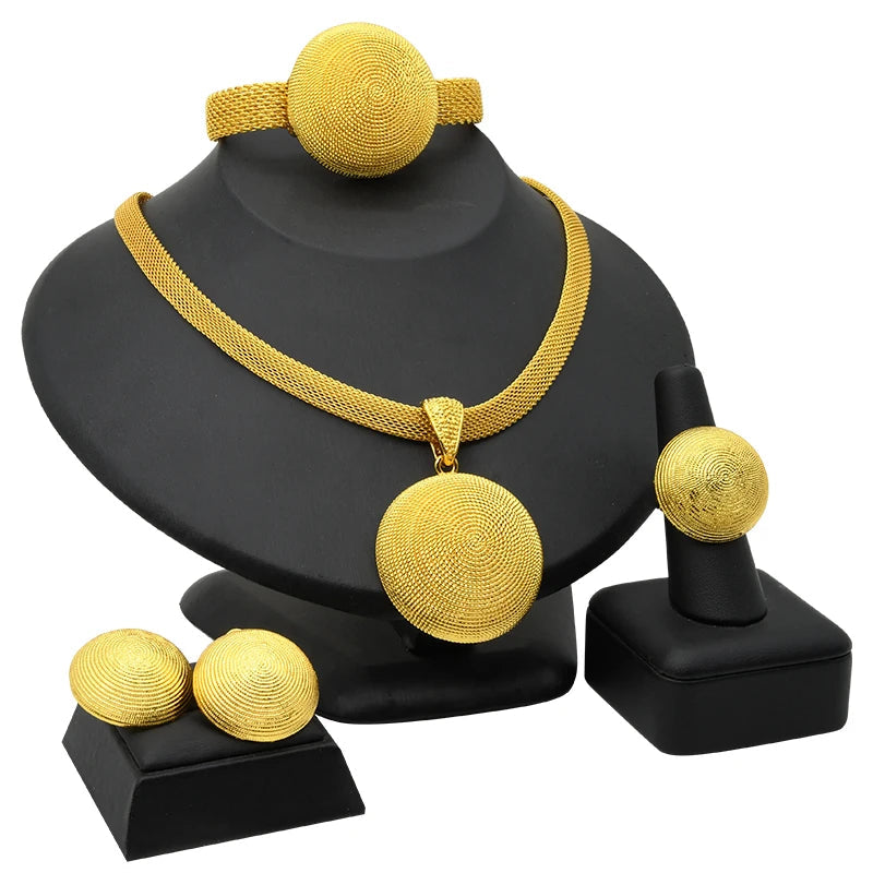 Womens Ethiopian Gold Color Jewelry Set