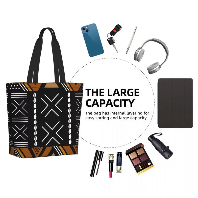 African Mud Cloth Bogolan Design Shopping Bag